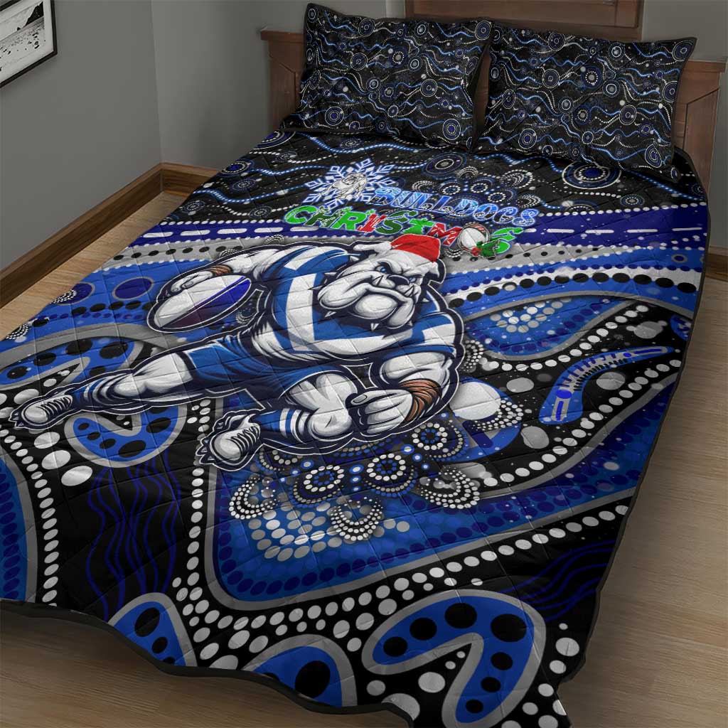 Merry Christmas Bulldogs Quilt Bed Set Aboriginal Santa Rugby Mascot - Canterbury Bankstown