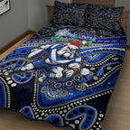 Merry Christmas Bulldogs Quilt Bed Set Aboriginal Santa Rugby Mascot - Canterbury Bankstown