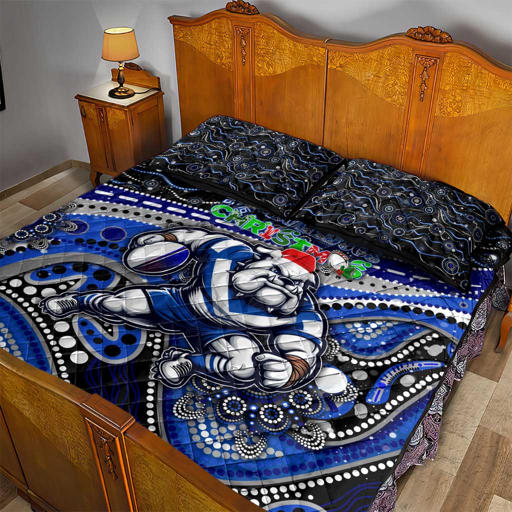 Merry Christmas Bulldogs Quilt Bed Set Aboriginal Santa Rugby Mascot - Canterbury Bankstown