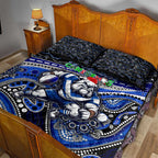 Merry Christmas Bulldogs Quilt Bed Set Aboriginal Santa Rugby Mascot - Canterbury Bankstown