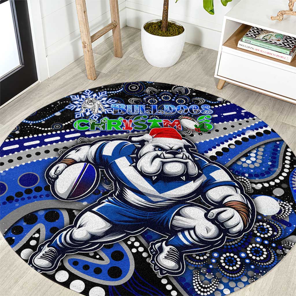 Merry Christmas Bulldogs Round Carpet Aboriginal Santa Rugby Mascot - Canterbury Bankstown