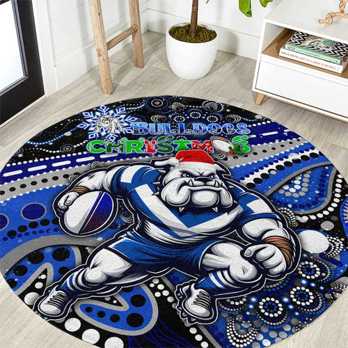 Merry Christmas Bulldogs Round Carpet Aboriginal Santa Rugby Mascot - Canterbury Bankstown