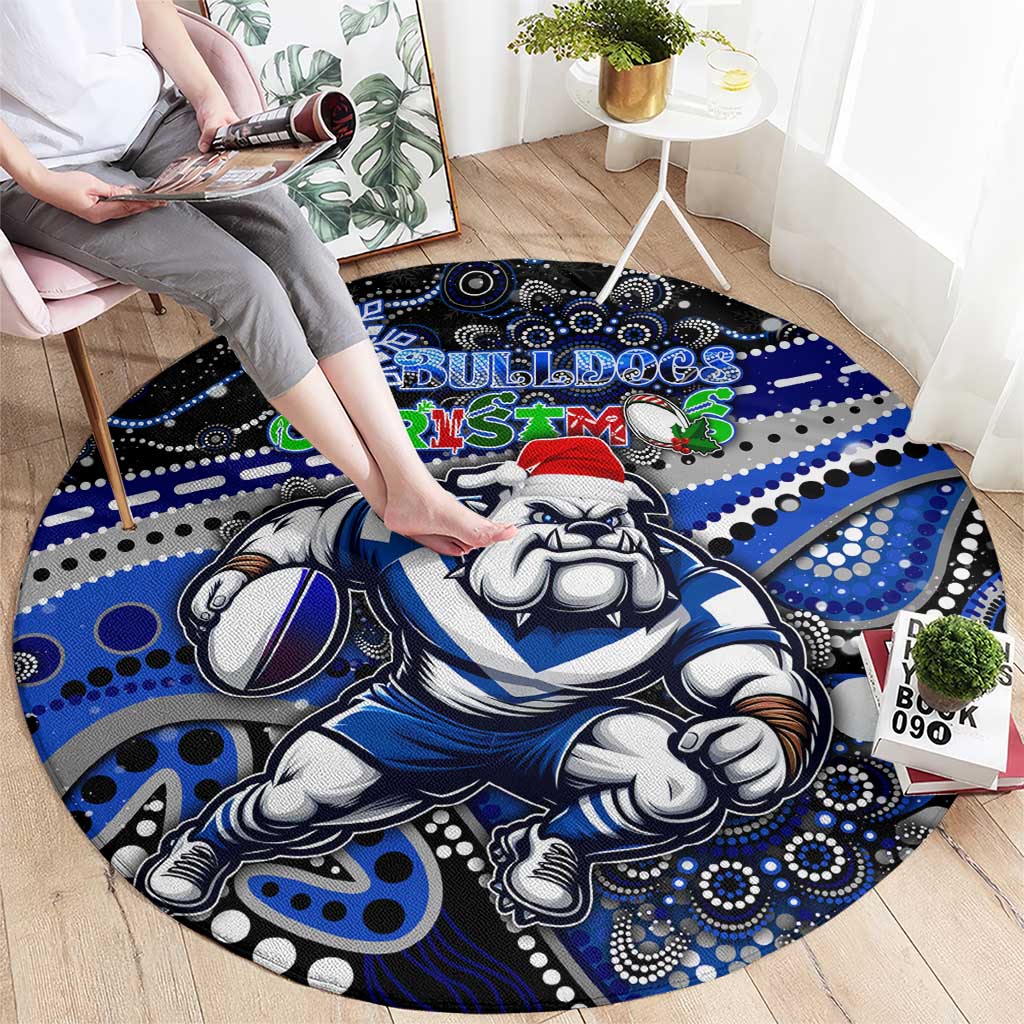 Merry Christmas Bulldogs Round Carpet Aboriginal Santa Rugby Mascot - Canterbury Bankstown