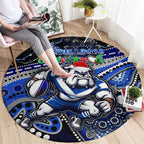 Merry Christmas Bulldogs Round Carpet Aboriginal Santa Rugby Mascot - Canterbury Bankstown