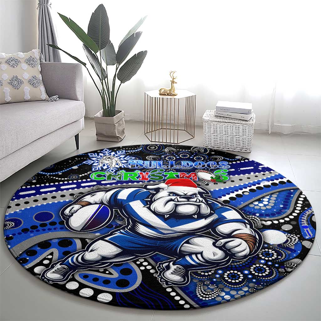 Merry Christmas Bulldogs Round Carpet Aboriginal Santa Rugby Mascot - Canterbury Bankstown