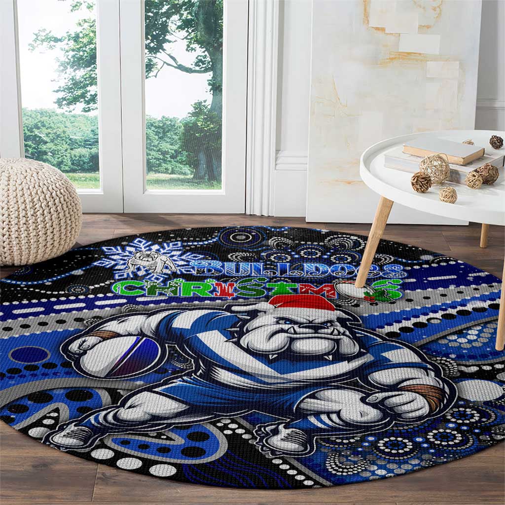 Merry Christmas Bulldogs Round Carpet Aboriginal Santa Rugby Mascot - Canterbury Bankstown