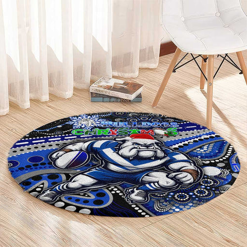 Merry Christmas Bulldogs Round Carpet Aboriginal Santa Rugby Mascot - Canterbury Bankstown