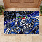 Merry Christmas Bulldogs Rubber Doormat Aboriginal Santa Rugby Mascot - Canterbury Bankstown