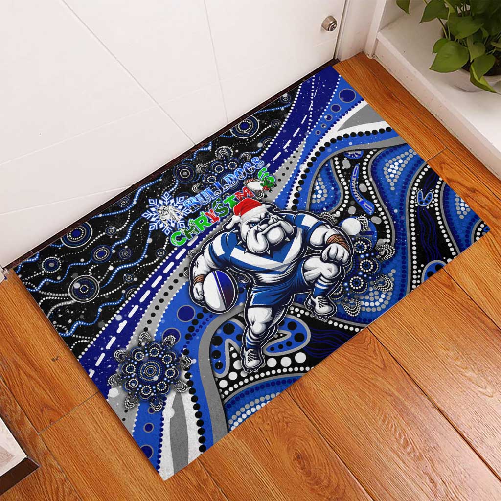 Merry Christmas Bulldogs Rubber Doormat Aboriginal Santa Rugby Mascot - Canterbury Bankstown