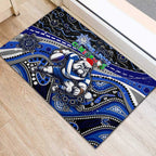 Merry Christmas Bulldogs Rubber Doormat Aboriginal Santa Rugby Mascot - Canterbury Bankstown