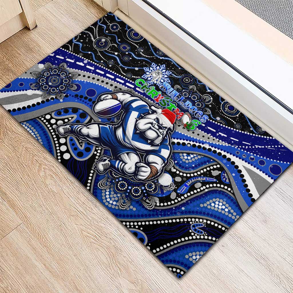 Merry Christmas Bulldogs Rubber Doormat Aboriginal Santa Rugby Mascot - Canterbury Bankstown
