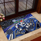 Merry Christmas Bulldogs Rubber Doormat Aboriginal Santa Rugby Mascot - Canterbury Bankstown