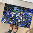 Merry Christmas Bulldogs Rubber Doormat Aboriginal Santa Rugby Mascot - Canterbury Bankstown