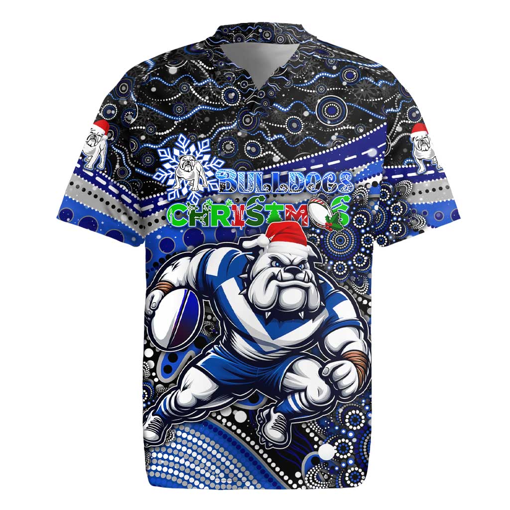 Merry Christmas Bulldogs Rugby Jersey Aboriginal Santa Rugby Mascot - Canterbury Bankstown