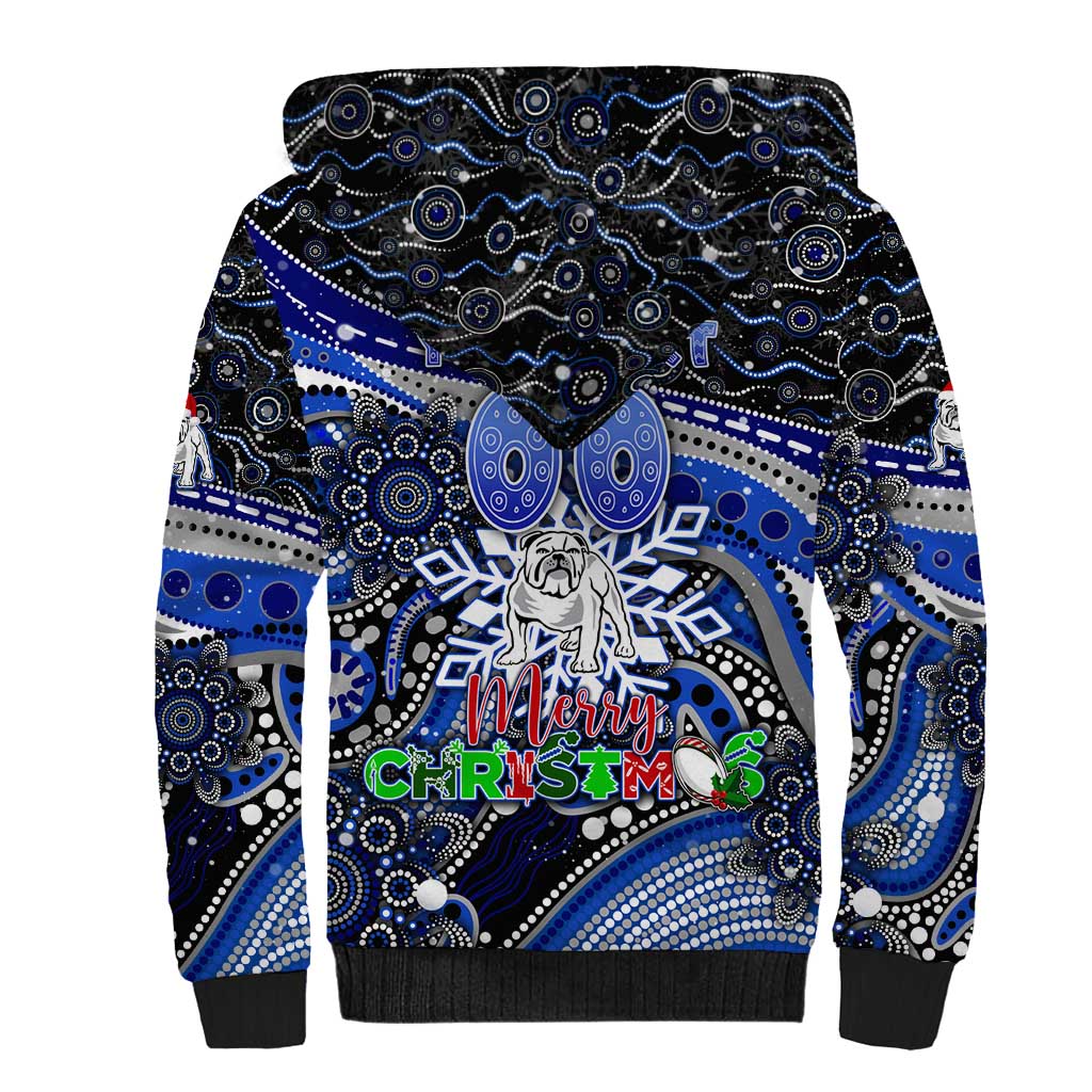 Merry Christmas Bulldogs Sherpa Hoodie Aboriginal Santa Rugby Mascot - Canterbury Bankstown