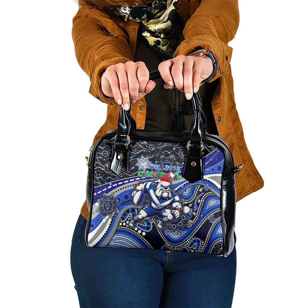 Merry Christmas Bulldogs Shoulder Handbag Aboriginal Santa Rugby Mascot - Canterbury Bankstown