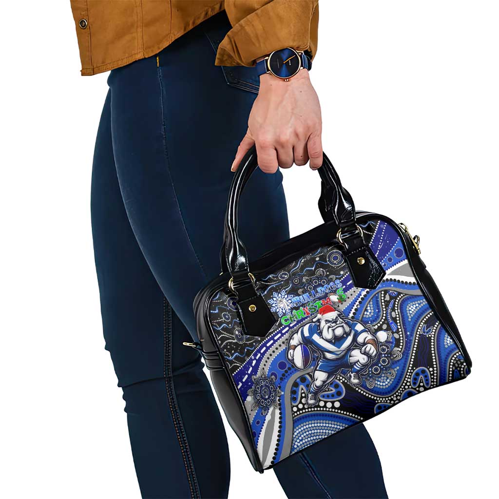 Merry Christmas Bulldogs Shoulder Handbag Aboriginal Santa Rugby Mascot - Canterbury Bankstown