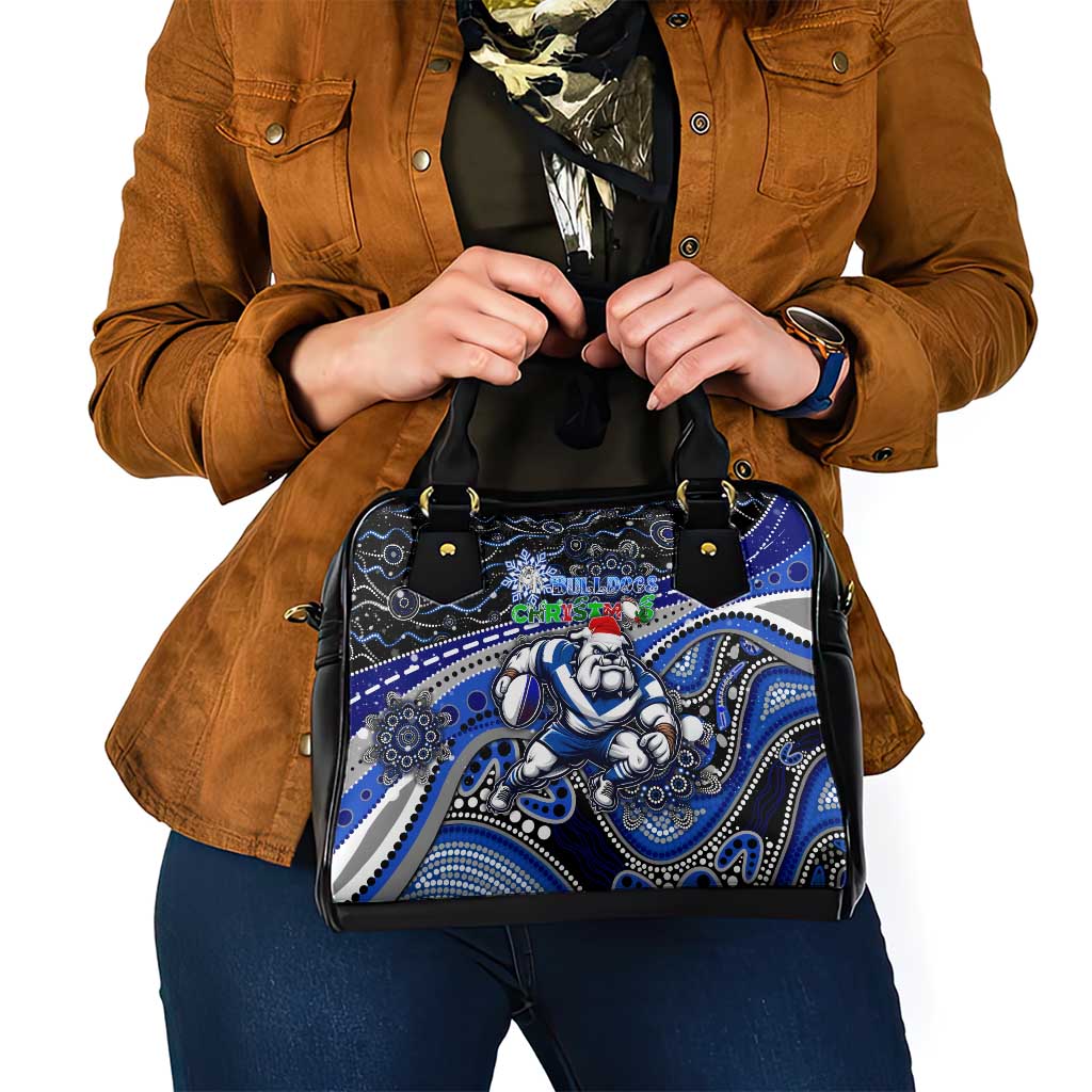 Merry Christmas Bulldogs Shoulder Handbag Aboriginal Santa Rugby Mascot - Canterbury Bankstown