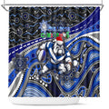 Merry Christmas Bulldogs Shower Curtain Aboriginal Santa Rugby Mascot - Canterbury Bankstown