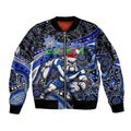Merry Christmas Bulldogs Sleeve Zip Bomber Jacket Aboriginal Santa Rugby Mascot - Canterbury Bankstown