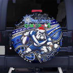 Merry Christmas Bulldogs Spare Tire Cover Aboriginal Santa Rugby Mascot - Canterbury Bankstown