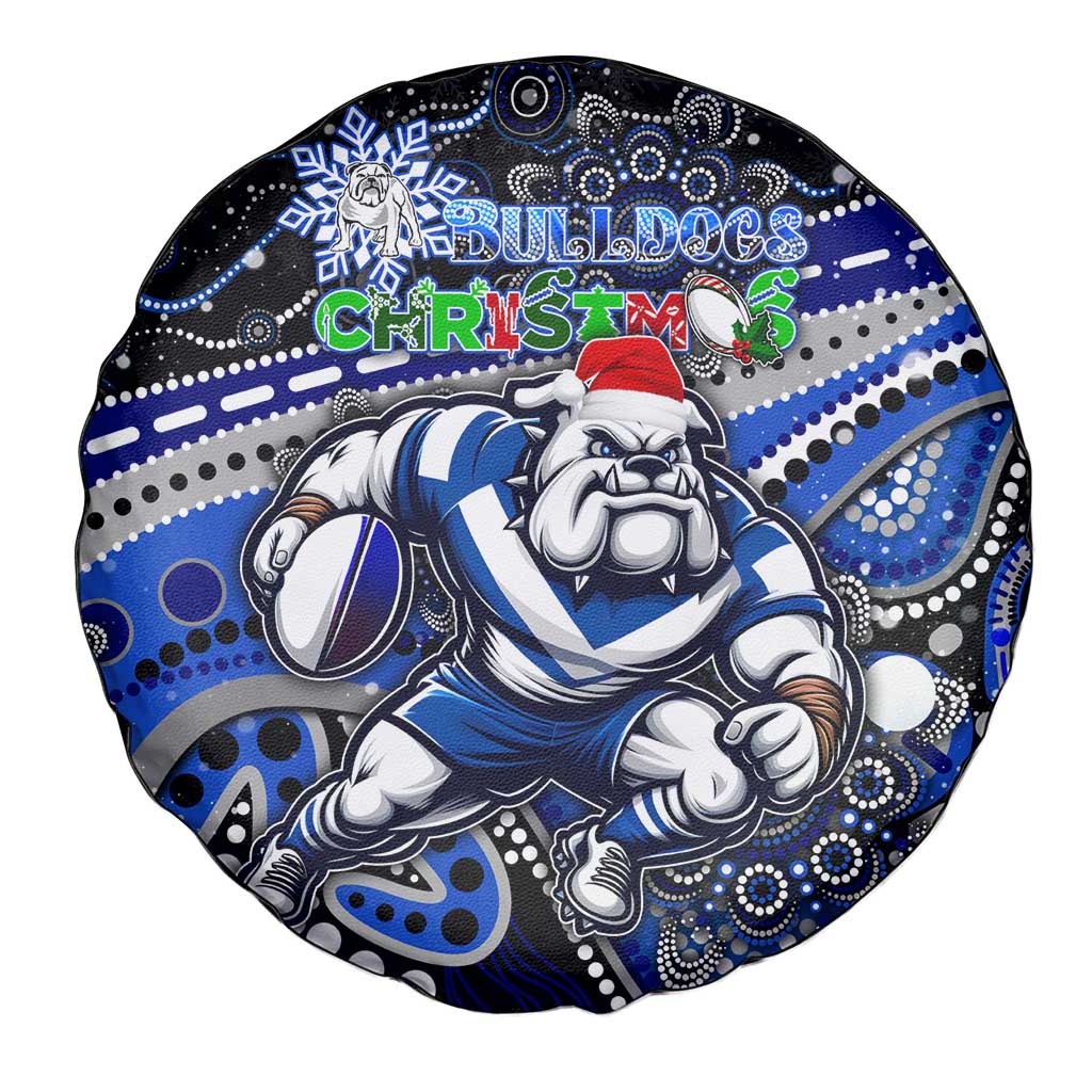 Merry Christmas Bulldogs Spare Tire Cover Aboriginal Santa Rugby Mascot - Canterbury Bankstown