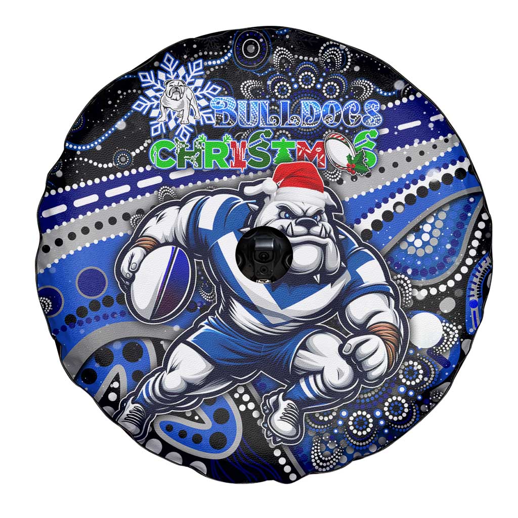 Merry Christmas Bulldogs Spare Tire Cover Aboriginal Santa Rugby Mascot - Canterbury Bankstown