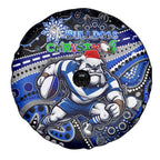 Merry Christmas Bulldogs Spare Tire Cover Aboriginal Santa Rugby Mascot - Canterbury Bankstown