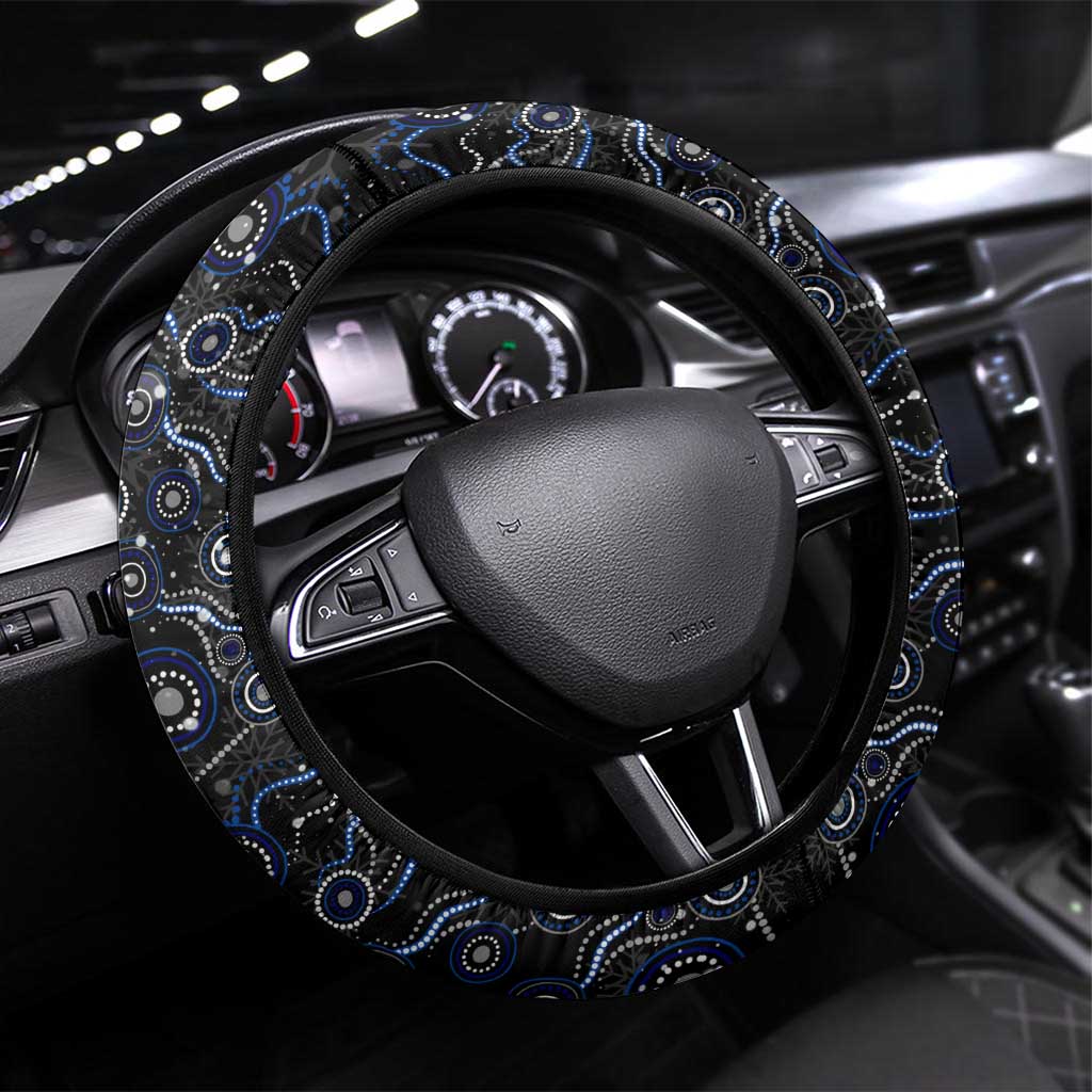 Merry Christmas Bulldogs Steering Wheel Cover Aboriginal Santa Rugby Mascot - Canterbury Bankstown