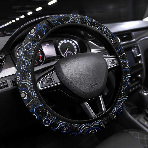 Merry Christmas Bulldogs Steering Wheel Cover Aboriginal Santa Rugby Mascot - Canterbury Bankstown