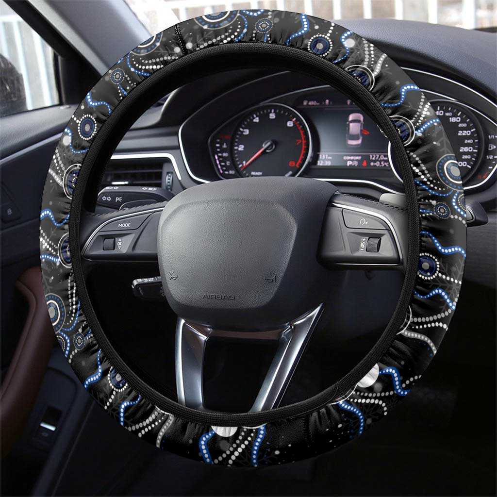 Merry Christmas Bulldogs Steering Wheel Cover Aboriginal Santa Rugby Mascot - Canterbury Bankstown
