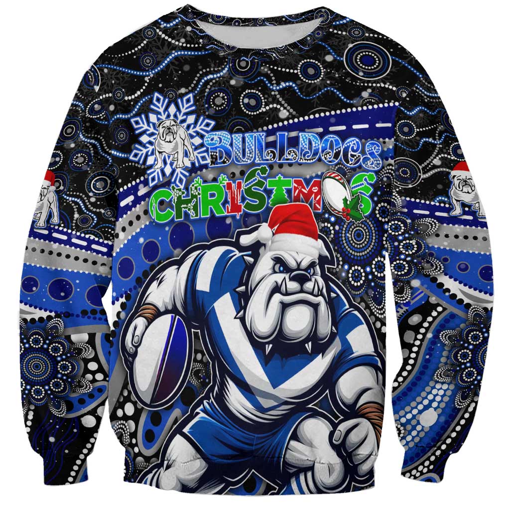 Merry Christmas Bulldogs Sweatshirt Aboriginal Santa Rugby Mascot - Canterbury Bankstown