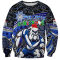 Merry Christmas Bulldogs Sweatshirt Aboriginal Santa Rugby Mascot - Canterbury Bankstown