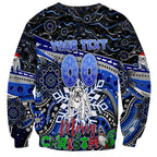 Merry Christmas Bulldogs Sweatshirt Aboriginal Santa Rugby Mascot - Canterbury Bankstown