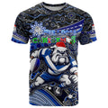 Merry Christmas Bulldogs T Shirt Aboriginal Santa Rugby Mascot - Canterbury Bankstown