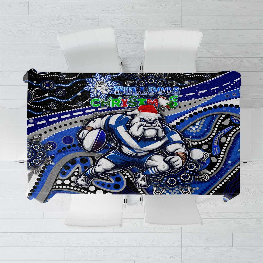 Merry Christmas Bulldogs Tablecloth Aboriginal Santa Rugby Mascot - Canterbury Bankstown