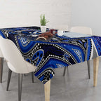 Merry Christmas Bulldogs Tablecloth Aboriginal Santa Rugby Mascot - Canterbury Bankstown
