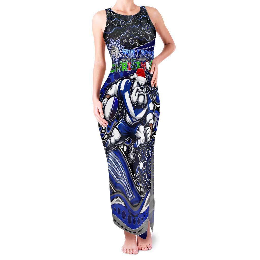 Merry Christmas Bulldogs Tank Maxi Dress Aboriginal Santa Rugby Mascot - Canterbury Bankstown