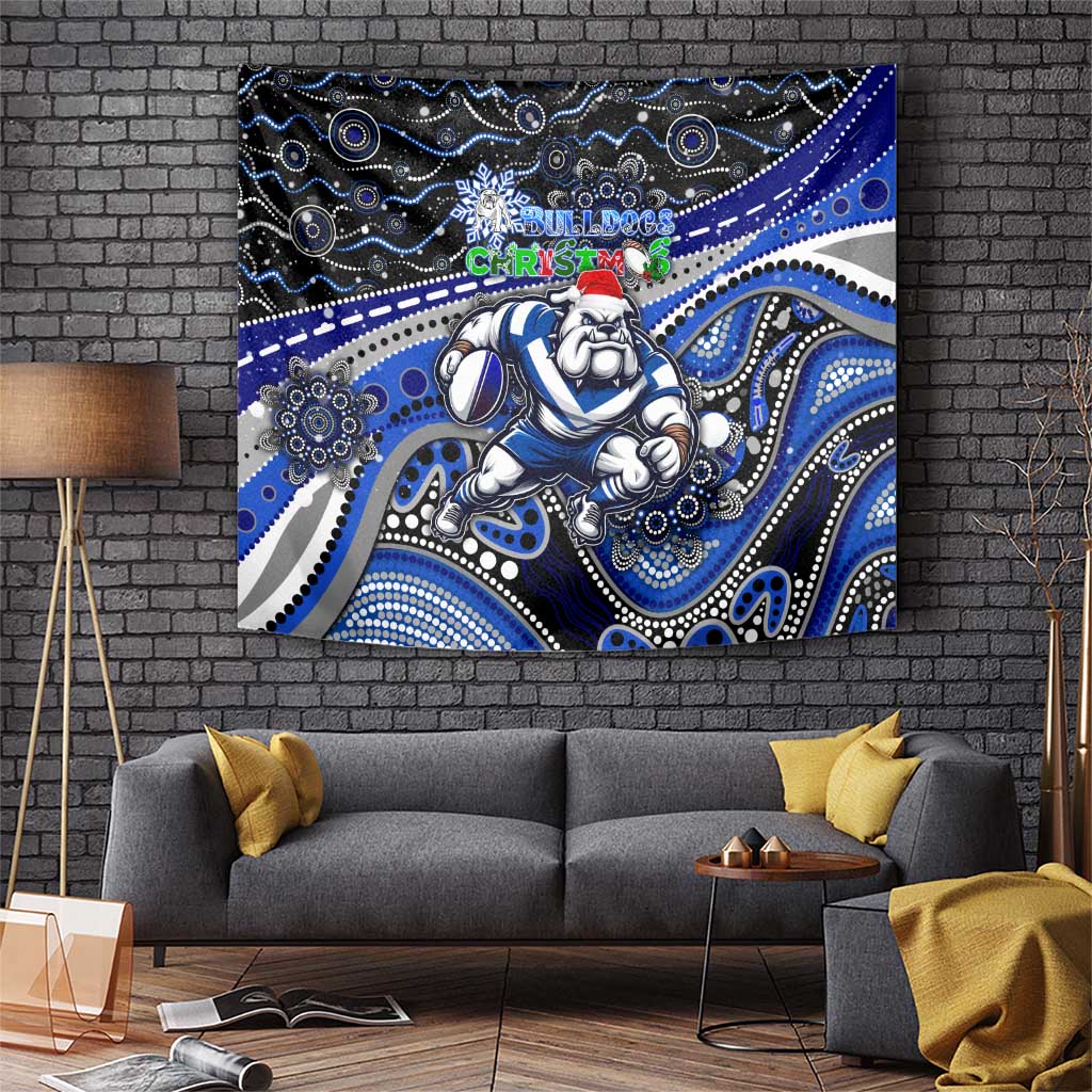 Merry Christmas Bulldogs Tapestry Aboriginal Santa Rugby Mascot - Canterbury Bankstown