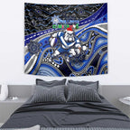 Merry Christmas Bulldogs Tapestry Aboriginal Santa Rugby Mascot - Canterbury Bankstown