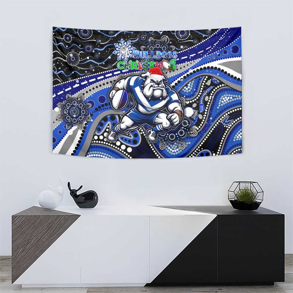 Merry Christmas Bulldogs Tapestry Aboriginal Santa Rugby Mascot - Canterbury Bankstown