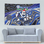 Merry Christmas Bulldogs Tapestry Aboriginal Santa Rugby Mascot - Canterbury Bankstown