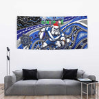 Merry Christmas Bulldogs Tapestry Aboriginal Santa Rugby Mascot - Canterbury Bankstown