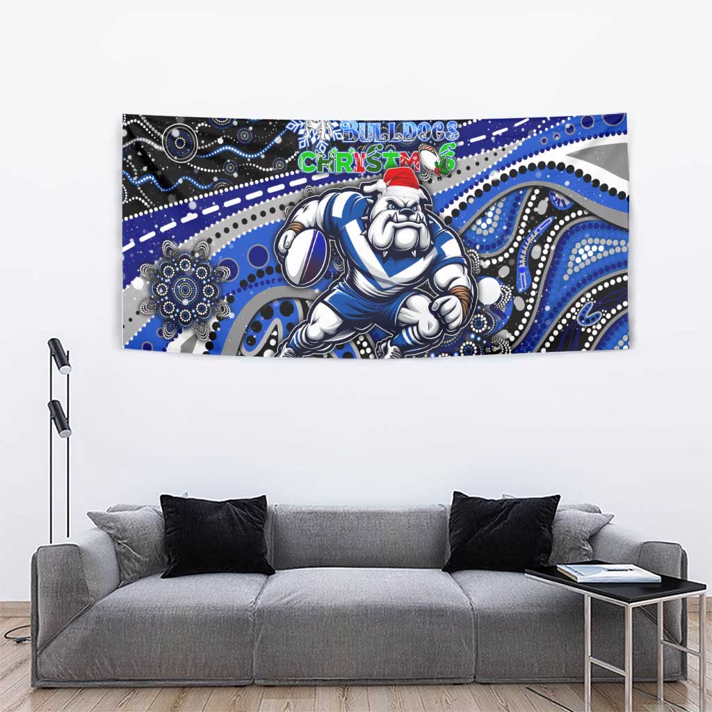 Merry Christmas Bulldogs Tapestry Aboriginal Santa Rugby Mascot - Canterbury Bankstown