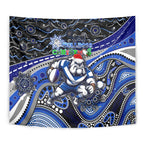 Merry Christmas Bulldogs Tapestry Aboriginal Santa Rugby Mascot - Canterbury Bankstown