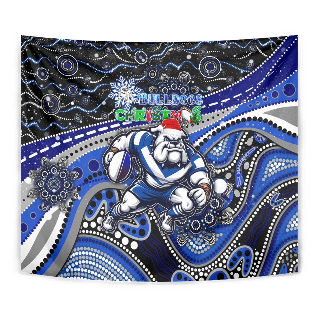 Merry Christmas Bulldogs Tapestry Aboriginal Santa Rugby Mascot - Canterbury Bankstown