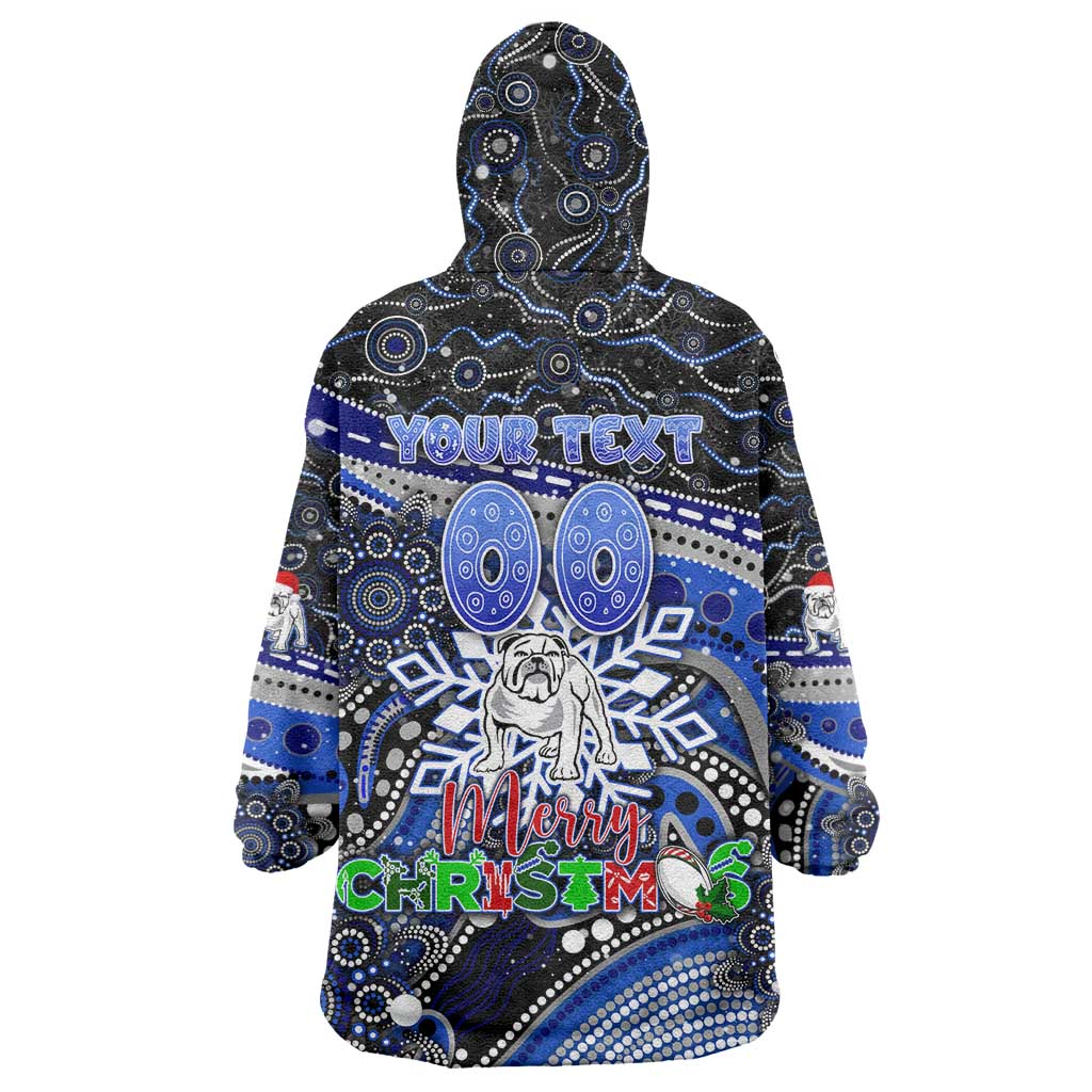 Merry Christmas Bulldogs Wearable Blanket Hoodie Aboriginal Santa Rugby Mascot - Canterbury Bankstown