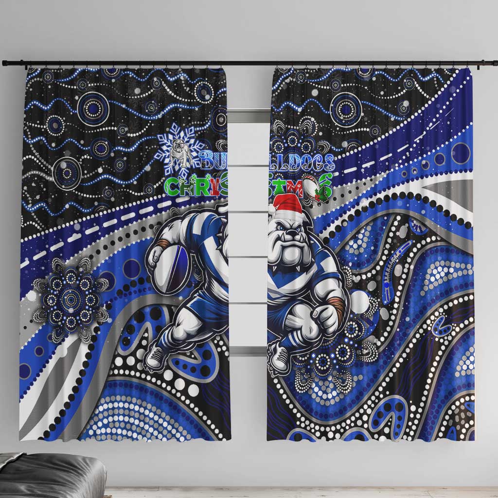 Merry Christmas Bulldogs Window Curtain Aboriginal Santa Rugby Mascot - Canterbury Bankstown