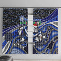 Merry Christmas Bulldogs Window Curtain Aboriginal Santa Rugby Mascot - Canterbury Bankstown