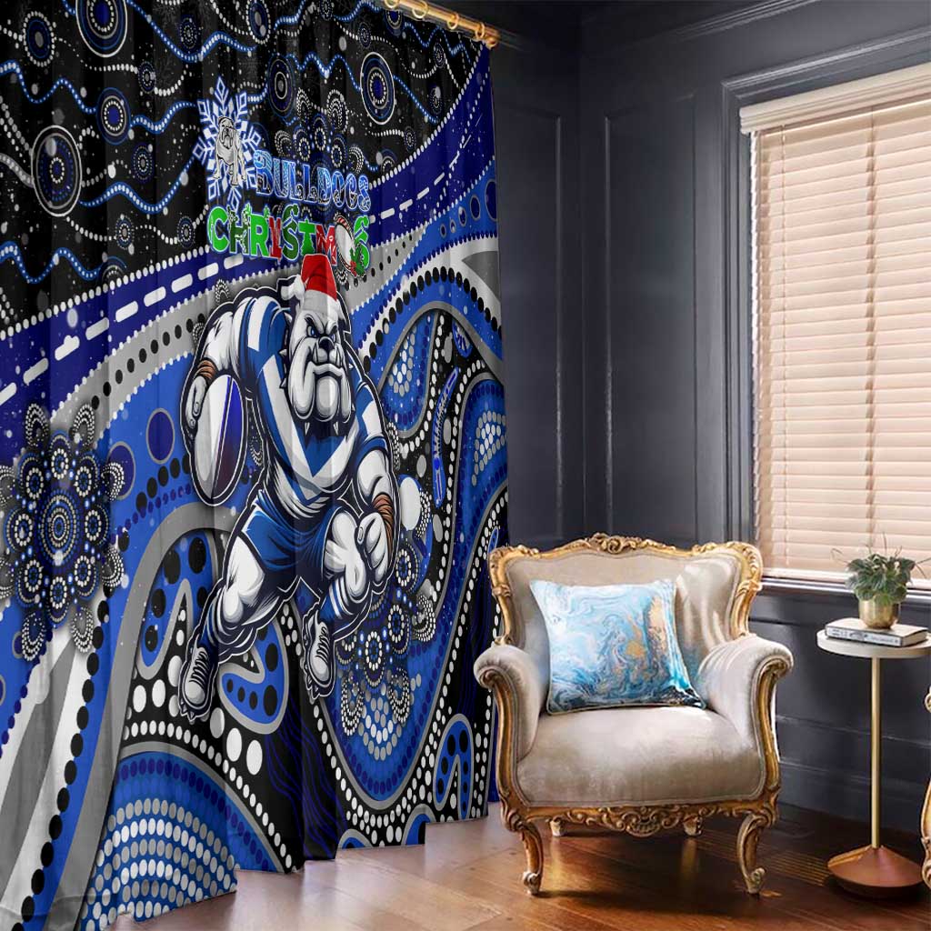 Merry Christmas Bulldogs Window Curtain Aboriginal Santa Rugby Mascot - Canterbury Bankstown